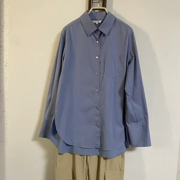 [BUNJANG] Blue Shirt Blouse / 블루 셔츠블라우스 프리
