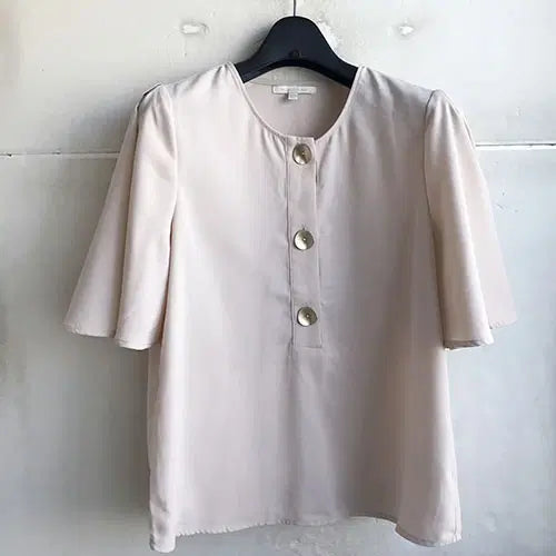[BUNJANG] Plastic Island Beige Polyester Blouse / 플라스틱아일랜드 정품 - 55.66/새거수준