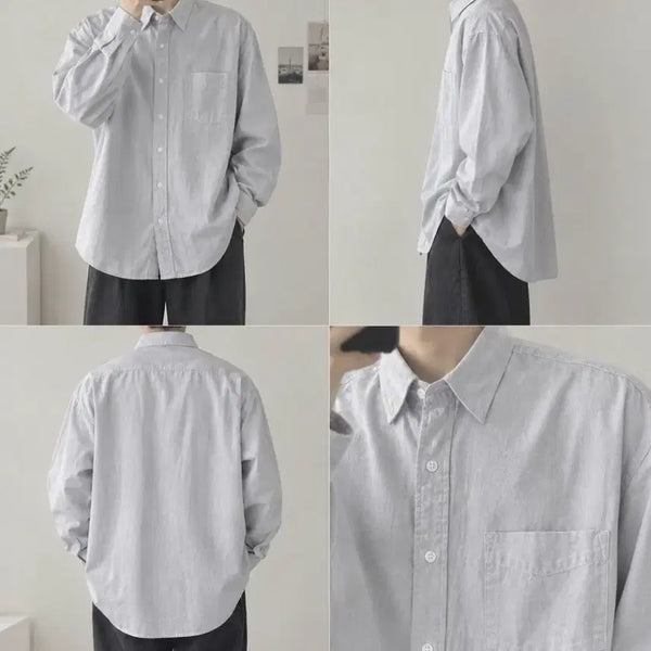 [BUNJANG] Remain Second Oversized Shirt - Grey, L / 리메인 세컨드 오버핏 남방-그레이 L