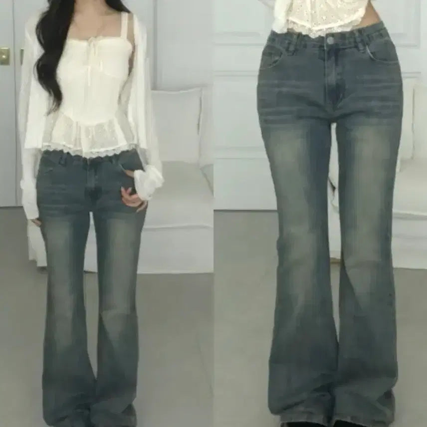 [BUNJANG] Vintage Washed Bootcut Denim Pants / [급처]부츠컷 데님 연청 빈티지 팬츠