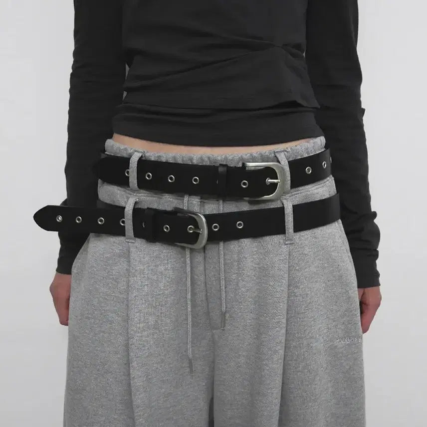 [BUNJANG] Sandro Eyelet Belt - Black / 샌드릭 아일렛 벨트_블랙