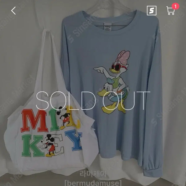 [BUNJANG] Disney Mickey Mouse Long Sleeve T-Shirt / 미키정품긴팔티