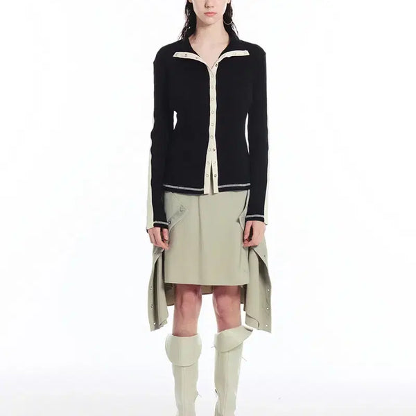 [BUNJANG] Seric Open Snap Button Midi Skirt / 세릭 오픈 스냅버튼 스커트