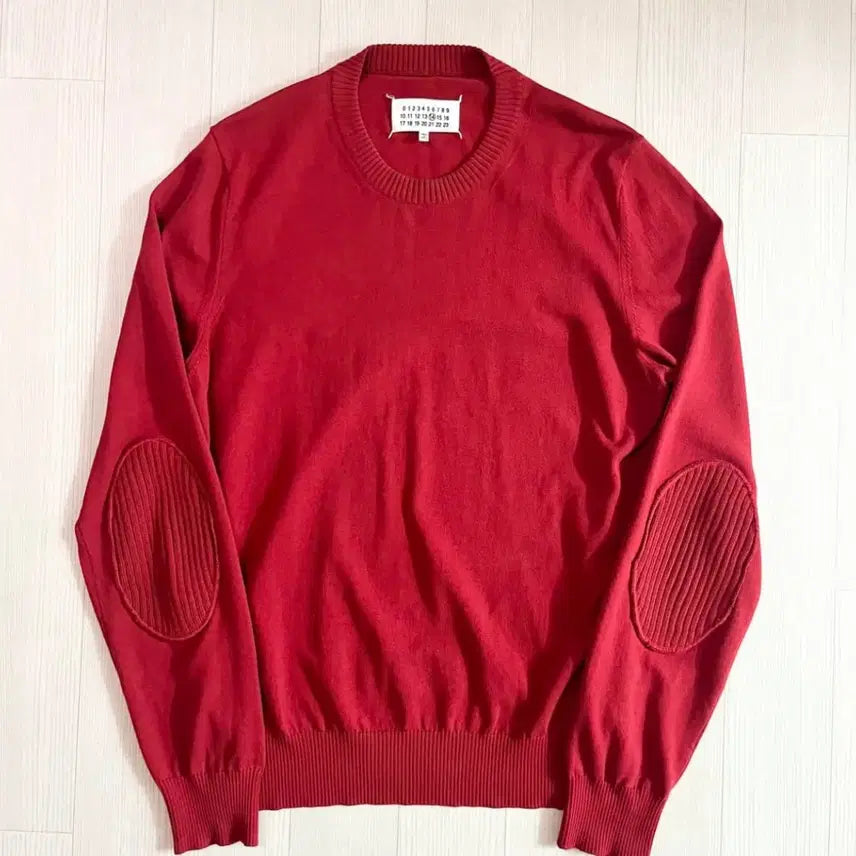 [BUNJANG] Maison Margiela Elbow Patch Knit Sweater Red / 마르지엘라 엘보우 니트