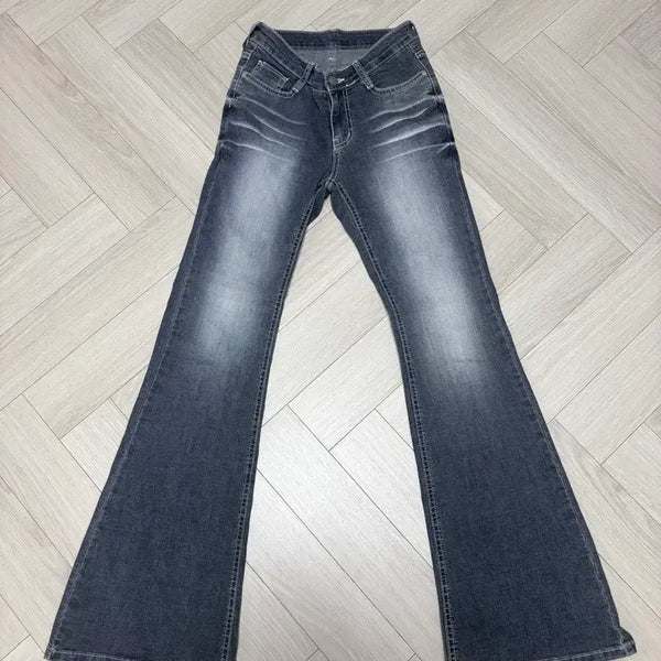 [BUNJANG] Deep Gray Semi-Low Rise Padded Bootcut Pants S / 딥그레이 세미로우라이즈 골반패드 부츠컷팬츠 S