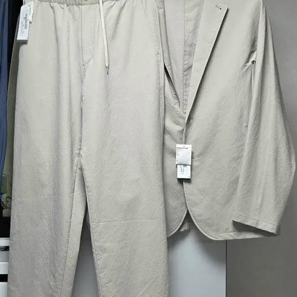 [BUNJANG] nanamica Beige Suit Set / 나나미카, 알파드라이 클럽 자켓 + 와이드 이지 팬츠 셋업 베이지