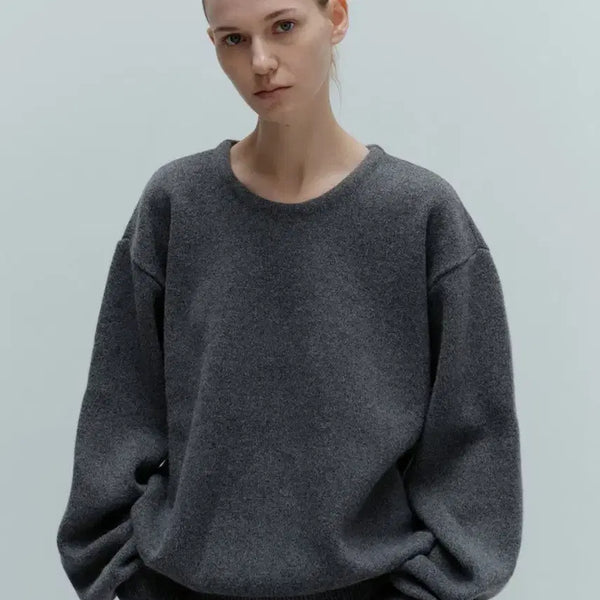 [BUNJANG] Mundal Basic Round Knit (M / Grey) / 문달 베이직 라운드 니트 (M / 그레이)