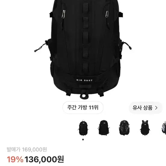 [BUNJANG] The North Face Big Shot Black Backpack / 노스페이스 빅샷 블랙 백팩 가방 노스페이스