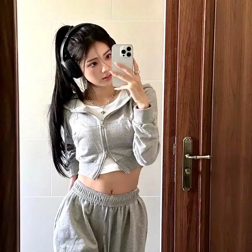 [BUNJANG] Khaki Point Basic Set Grey Top Free Size Bottom Size 1 (S) / 카키포인트 Basic Set 그레이 판매