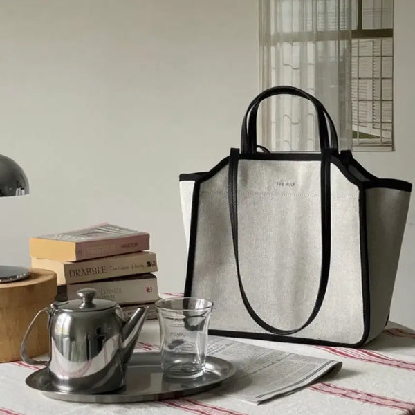 [BUNJANG] Premium Jacquard Canvas Bag with Pouch Set / 고급 배색 자가드 캔버스 가방 + 파우치 포함 세트