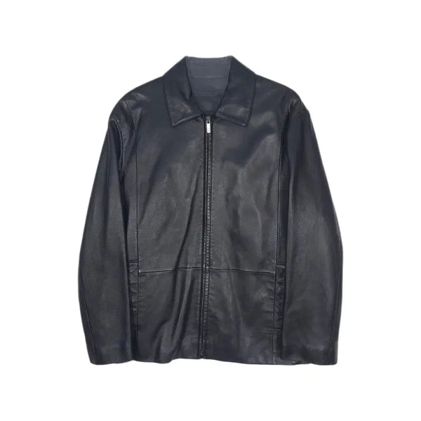[BUNJANG] ROGATIS Genuine Lambskin Leather Zip-Up Jacket / ROGATIS 양가죽 심플 집업 레더 자켓 95