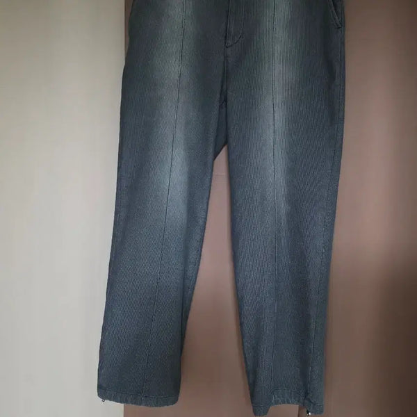 [BUNJANG] Solid Homme Black Denim Balloon Wide String Pants / [50]솔리드옴므 흑청 벌룬와이드 밴딩데님 스트링팬츠