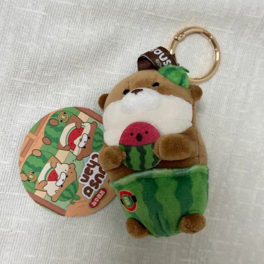 [BUNJANG] Watermelon Eating Otter Plush Keychain / (새상품) 수박 먹는 수달 인형 키링