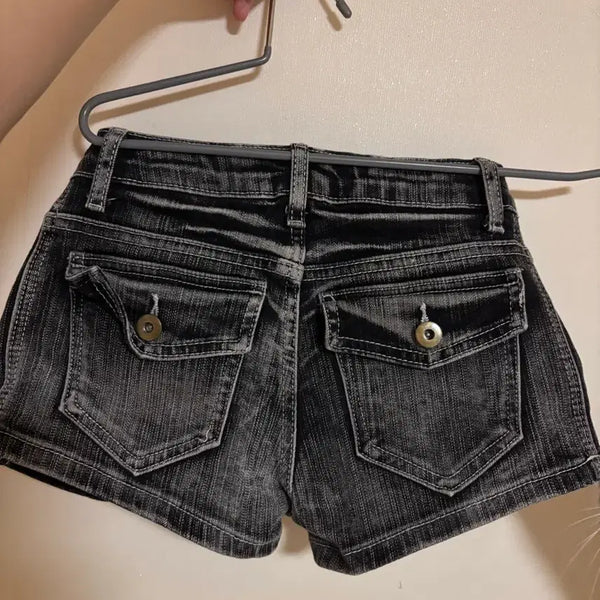 [BUNJANG] Black Denim Short Shorts / 블랙 데님 숏팬츠