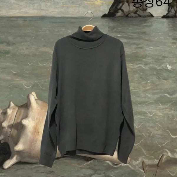 [BUNJANG] Basic Turtleneck Knit Charcoal / 기본 목폴라 니트 차콜 새상품
