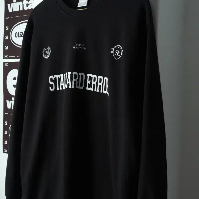 [BUNJANG] Standard Error Black Sweatshirt / (M-L) 스탠다드에러 맨투맨 티셔츠 블랙 스웻 올드스쿨-H38604