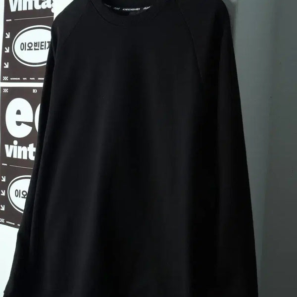 [BUNJANG] Acha Sweatshirt Loose Fit Black / (M-2XL) 아차 맨투맨 티셔츠 스트링 박시 스웻 블랙-H38565