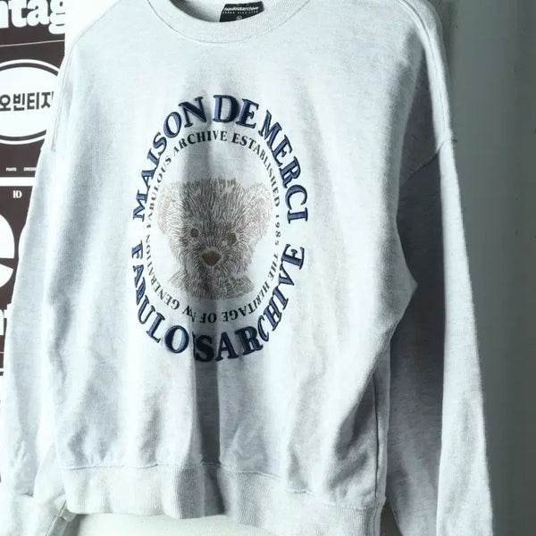 [BUNJANG] Fabulous Archive Bear Logo Cropped Sweatshirt / W(M-L) 패블러스아카이브 맨투맨 티셔츠 크롭 곰돌이-H38570