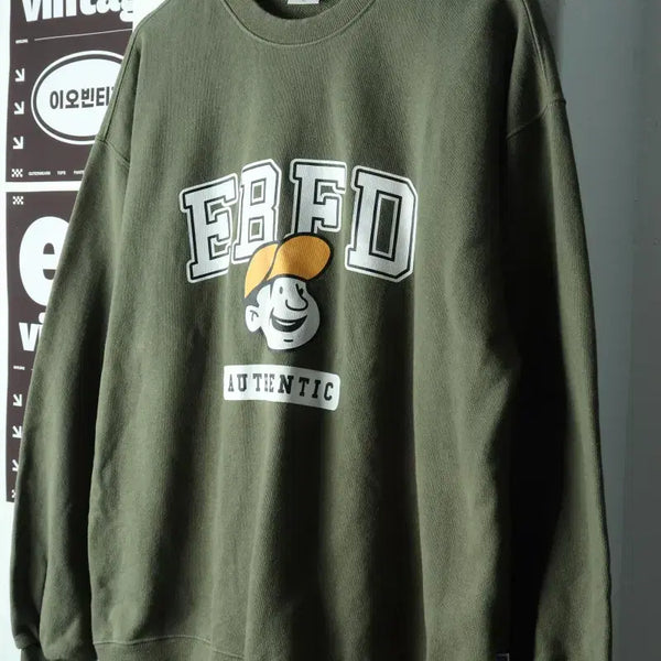 [BUNJANG] Ebetfield Logo Sweatshirt Khaki L-XL / (L-XL) 이벳필드 맨투맨 티셔츠 카키 로고 스웻 아메카지-H38572