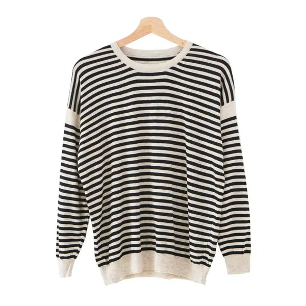 [BUNJANG] Beige Striped Knit New / 베이지 스트라이프 니트 새상품