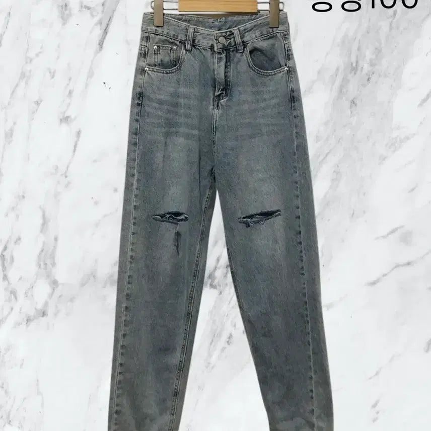 [BUNJANG] Front Cut-Out Distressed Denim Pants / 앞판 절개 데미지 데님 팬츠 청바지