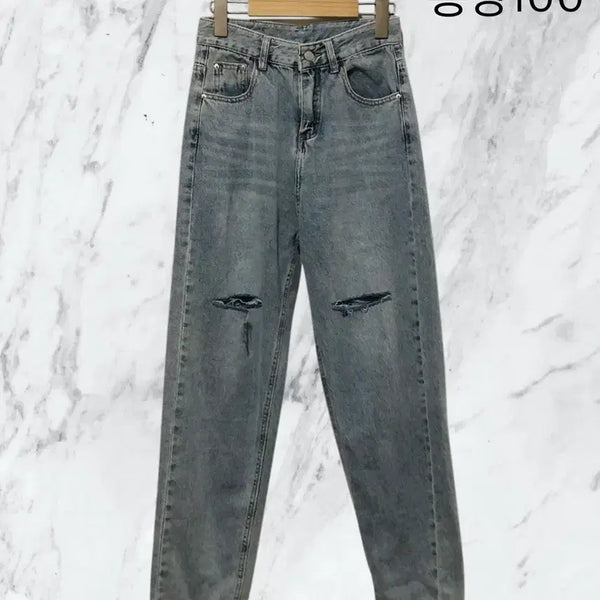 [BUNJANG] Front Cut-Out Distressed Denim Pants / 앞판 절개 데미지 데님 팬츠 청바지