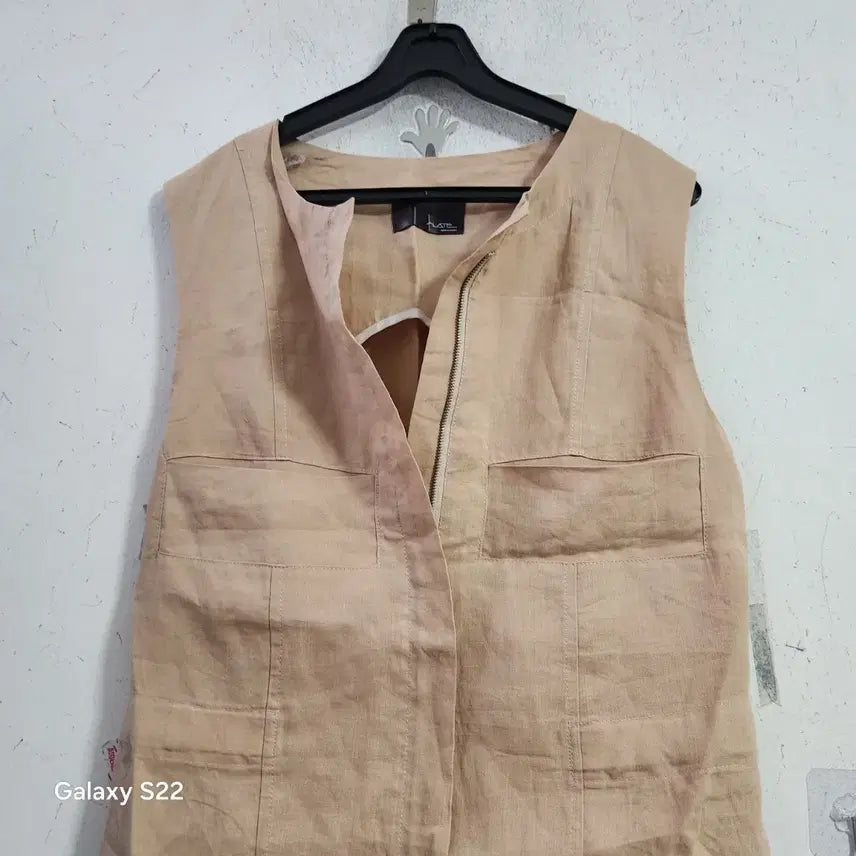 [BUNJANG] Linen Sleeveless Vest Beige / 린넨베이지 색상 민소매 조끼