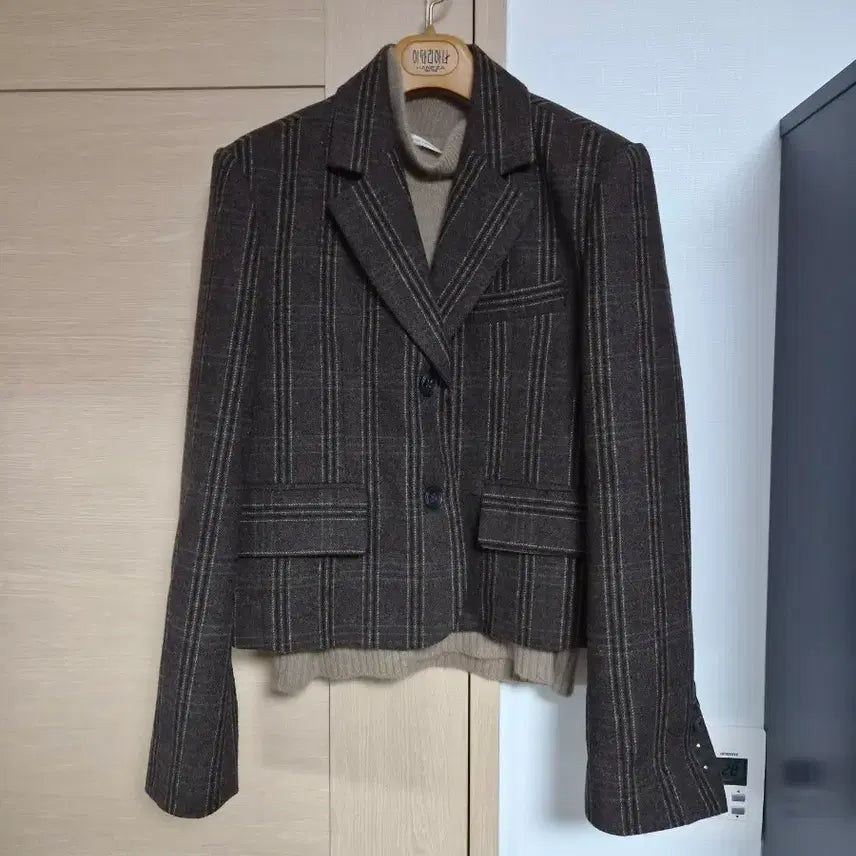 [BUNJANG] Women's Check Pattern Jacket Brown / 여성 체크 패턴 자켓 브라운