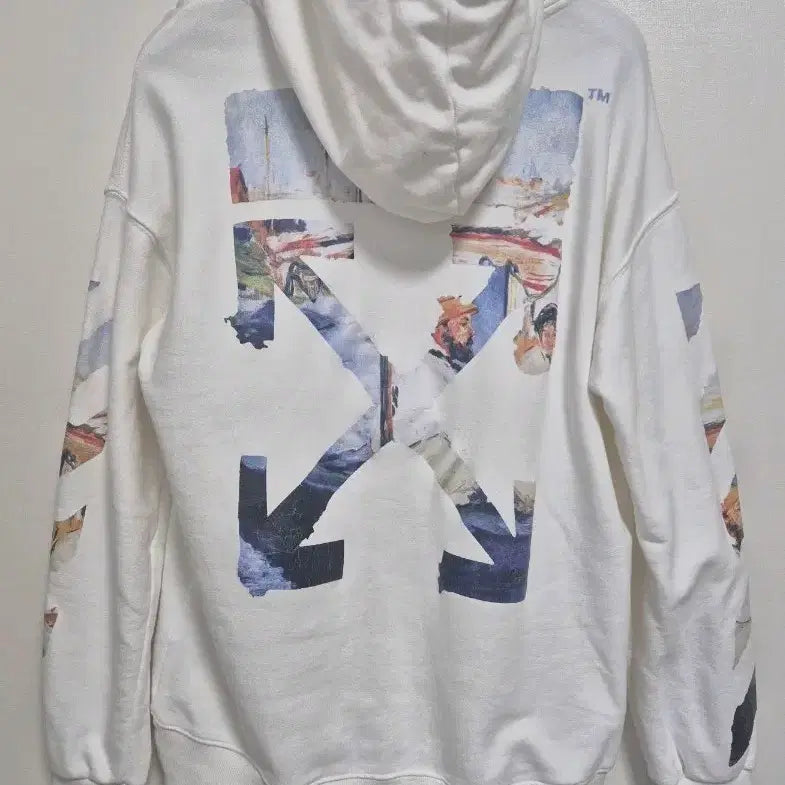 [BUNJANG] Off-White Arrow Paint Hoodie White / 오프화이트 에로우 페인트 화이트 후드!최상품!