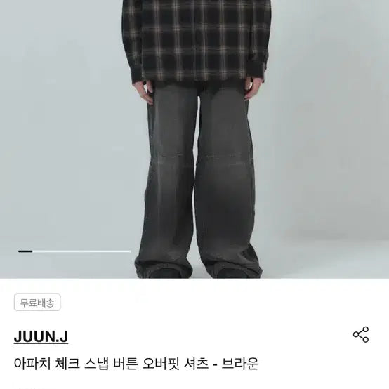 [BUNJANG] Juun.J Apache Check Shirt Brown / 준지 아파치 체크셔츠 브라운