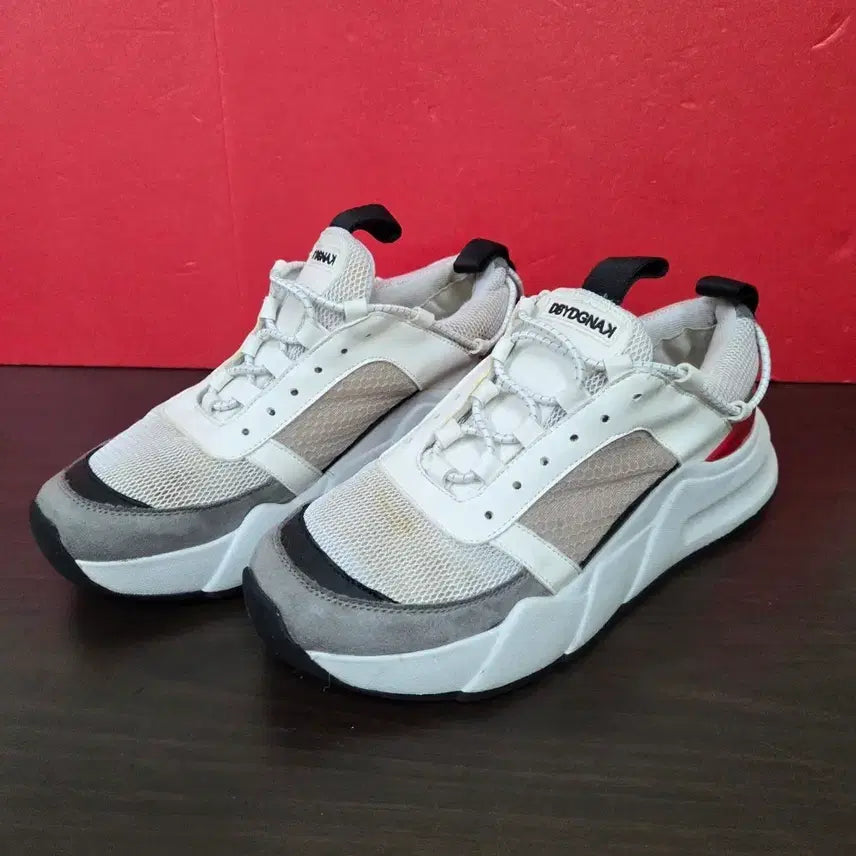 [BUNJANG] OBYDGNX Sneakers White/Gray/Red 250mm / OBYDGNAX 스니커즈 화이트/그레이/레드 250mm