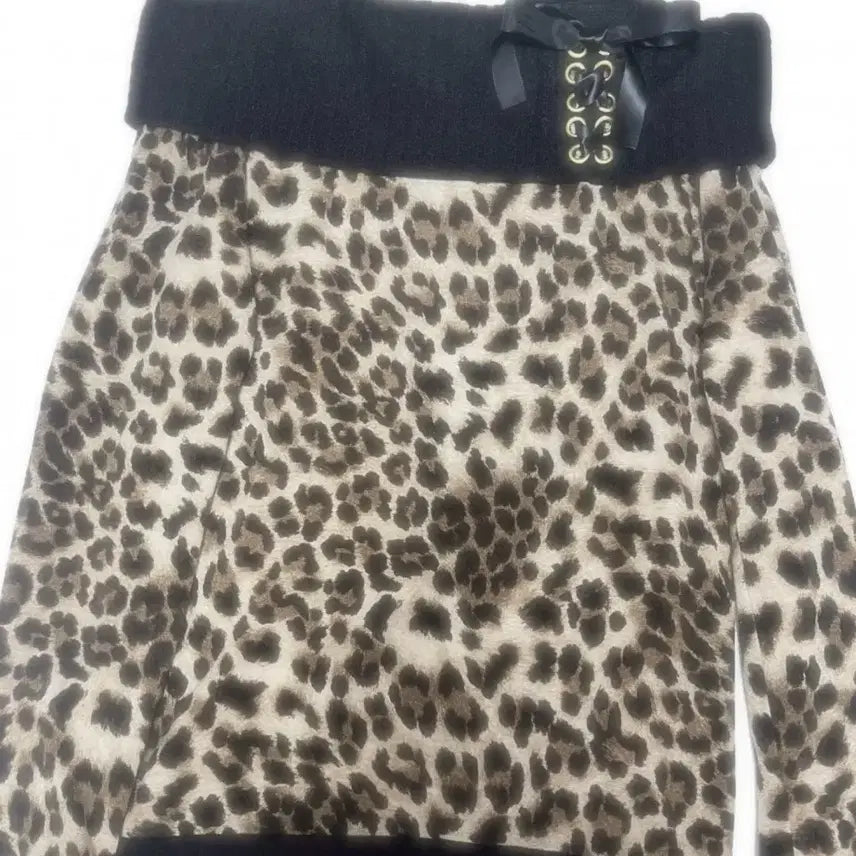 [BUNJANG] PENDORA Leopard Print Ribbon Off-Shoulder Top / PENDORA 호피 레오파드 리본 오프숄더 빈티지 갸루 오네갸루
