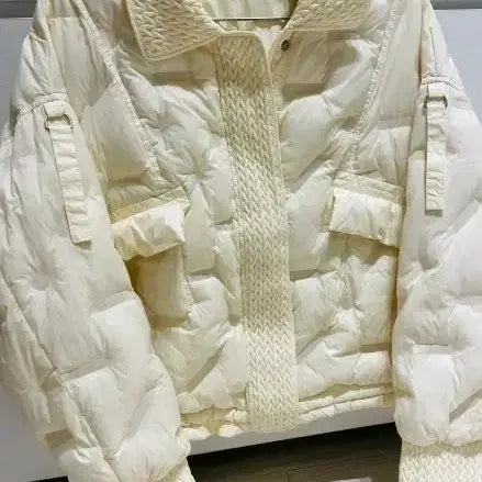 [BUNJANG] Ivory Quilting Padded Jacket / 아이보리 퀼팅 패딩 자켓