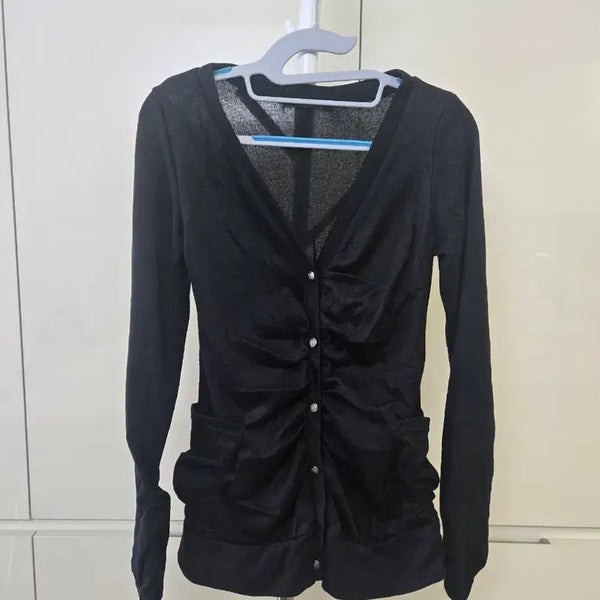 [BUNJANG] Black Shirring Cardigan / 블랙 셔링 가디건