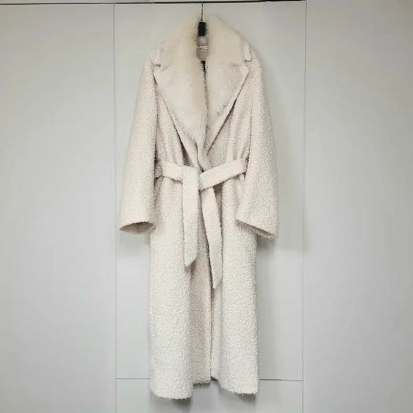[BUNJANG] Simonetta Ravizza Detachable Shearling Collar Long Coat / 시모네타 라비짜 탈부착양털카라 롱코트