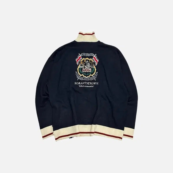 [BUNJANG] Romantic Crown Button-Up Collar Knit Sweater / 로맨틱크라운 버튼 업 카라 니트 스웨터