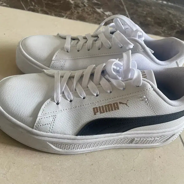 [BUNJANG] Puma White Black Line Sneakers / 푸마 스니커즈 화이트 블랙