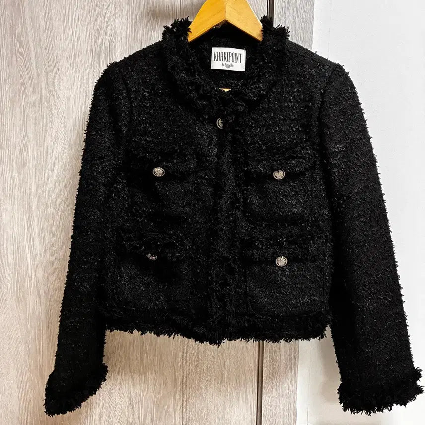 [BUNJANG] Khaki Point Tweed Jacket Short Version / 카키포인트 트위드 자켓 숏버전