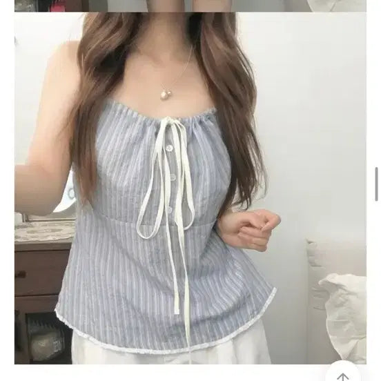 [BUNJANG] Stripe Spaghetti Strap Tank Top / 스트라이프 끈 나시