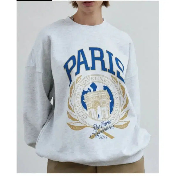 [BUNJANG] WAVE UNION Paris Sweatshirt - Grey / 웨이브유니온 파리스 스웻셔츠 맨투맨 - 그레이