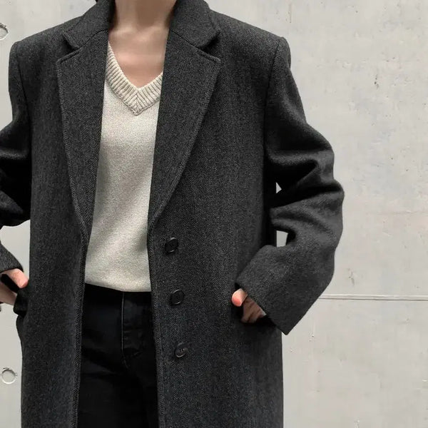 [BUNJANG] Grooming Everywhere Herringbone Coat / 그루밍에브리웨어 헤링본 코트