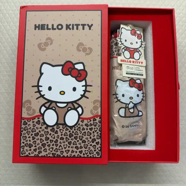 [BUNJANG] Hello Kitty Leopard Print Folding Umbrella (Unused) / 헬로키티 호피 접이식 양우산(미사용)
