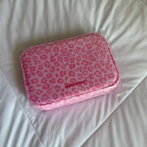 [BUNJANG] WAKEMAKE Pink Leopard Pattern Accessory Pouch (Sealed) / [미개봉/당일배송] 웨이크메이크 악세사리함 악세서리함 핑크 레오파드 파우치