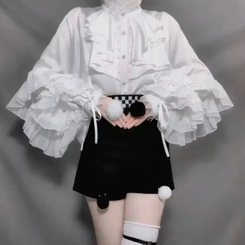 [BUNJANG] Lolita Frill Blouse / 로리타 프릴 블라우스 / 중브 코스프레 y2k 고딕 고스로리 공겜여주