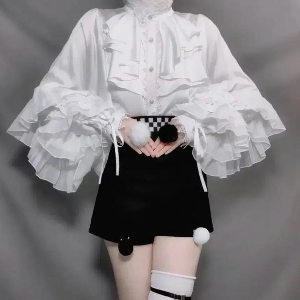 [BUNJANG] Lolita Frill Blouse / 로리타 프릴 블라우스 / 중브 코스프레 y2k 고딕 고스로리 공겜여주