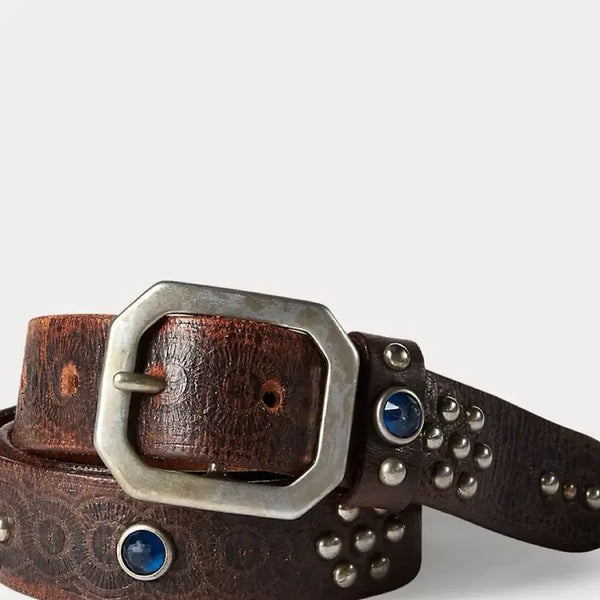 [BUNJANG] RRL Studded Leather Belt / RRL 더블알엘 라스코 스터드 레더 벨트 34 신품