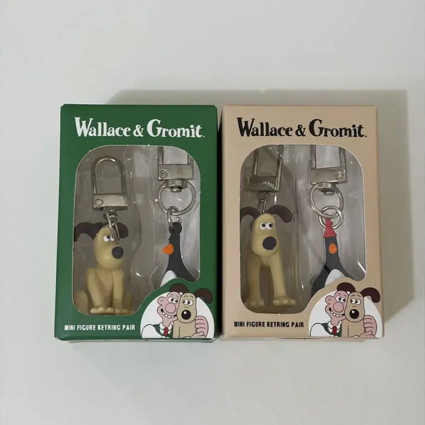 [BUNJANG] Wallace & Gromit Mini Figure Keyring Set (2 Types) / 월레스와 그로밋 미니 피규어 키링 2종 세트
