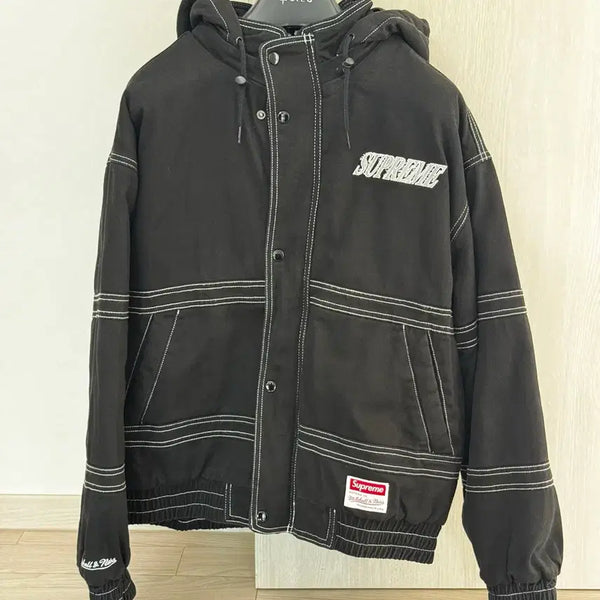[BUNJANG] Supreme Mitchell & Ness Twill Stadium Jacket Black FW24 / 슈프림 미첼 네스 트윌 스타디움 자켓 블랙 24FW(M)