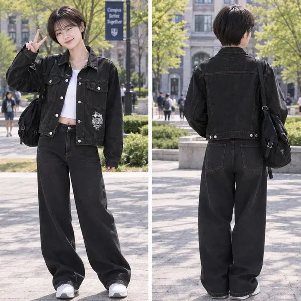[BUNJANG] Stussy x Levi's Crispy Rinse Trucker Jacket Black / 크림택/S)스투시x리바이스 크리스피 린스 트러커 자켓 블랙(A83260001)