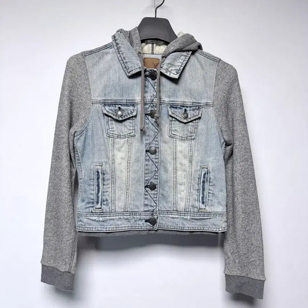 [BUNJANG] American Eagle Layered Denim Jacket with Hoodie / 아메리칸이글 레이어드 후드 청자켓 여성 66사이즈